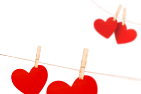 Hanging Red Hearts on Clothesline Transparently Displaying Love