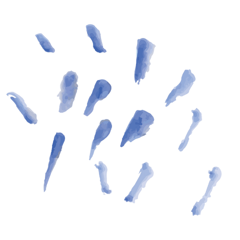 Abstract blue splashes on transparent background for creative design