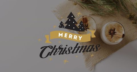 Festive Christmas Greetings with Holiday Drinks and Decorations