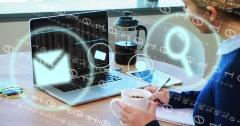 Woman Analyzing Data Concepts in Digital Workspace