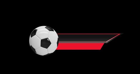 Soccer Ball with Red Ribbon Design on Black Background