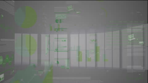 Animated Financial Data Visualizations Over Grey Background