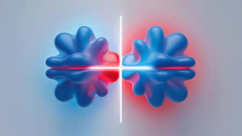 Symmetrical Blue Organic Forms in Red and Blue Illumination