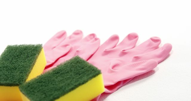 Cleaning Equipment with Pink Gloves and Sponges - Download Free Stock Images Pikwizard.com