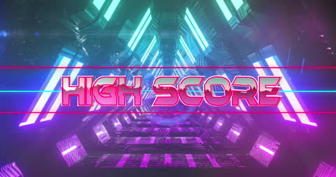 High Score Banner in Futuristic Neon Tunnel Design