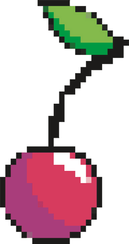 vintage pixel art red cherry with black stem on transparent background - Download Free Stock Videos Pikwizard.com