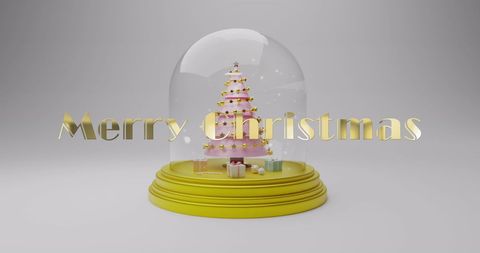 Christmas Snow Globe with Tree and Merry Christmas Text