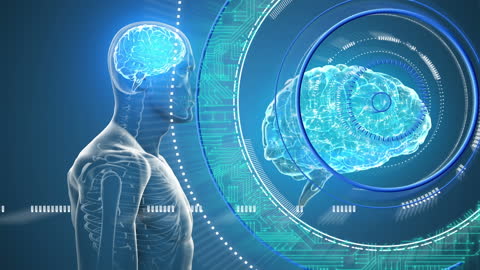 Futuristic Brain and Human Digital Display Technology