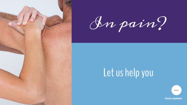 This image portrays a person gripping their shoulder, implying discomfort and promoting services for their relief. It is ideal for advertisements and promotional material concerning physiotherapy, massage therapy, or general pain relief solutions. The persuasive and empathetic text invites engagement and denotes attentiveness and professional support, appealing to individuals seeking advice or services to address their pain.