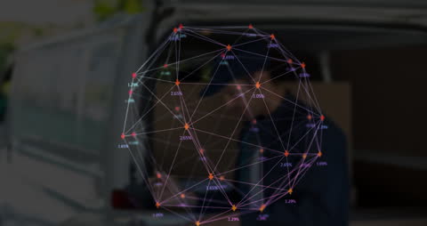 Global Network Connections Overlying Warehouse Setting