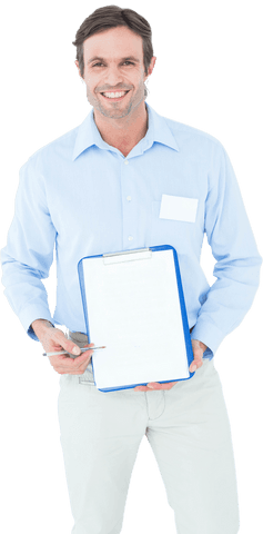 Smiling Businessman Holding Blank Transparent Clipboard - Download Free Stock Videos Pikwizard.com