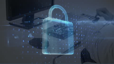 Digital Padlock and Binary Code Symbolizing Cybersecurity