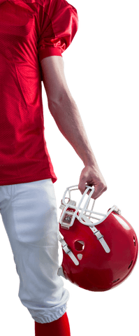 Transparent american football player with helmet in hand