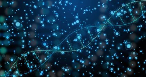 Digital DNA Strand Against Blue Background with Particles - Download Free Stock Images Pikwizard.com