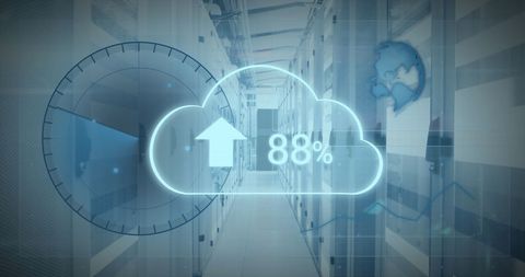 Digital Cloud Interface Over Data Servers - Download Free Stock Images Pikwizard.com