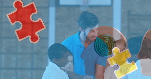 Teacher Supporting Diverse Students in Interactive Puzzle Activity