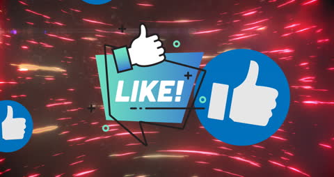 Social Media Like Symbols with Digital Abstract Background