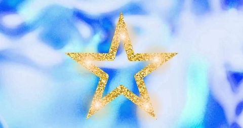 Golden Star on Blue Abstract Background