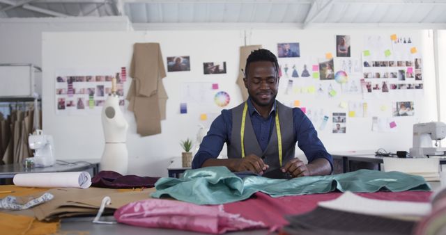 African-American Fashion Designer Creating New Clothing in Workshop - Download Free Stock Images Pikwizard.com