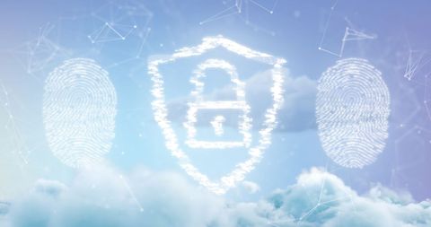 Digital Security Cloud with Fingerprints and Padlock Icon - Download Free Stock Images Pikwizard.com