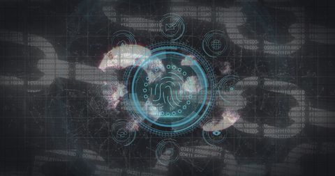 Digital Interface with Fingerprint Scan and Data Elements - Download Free Stock Images Pikwizard.com