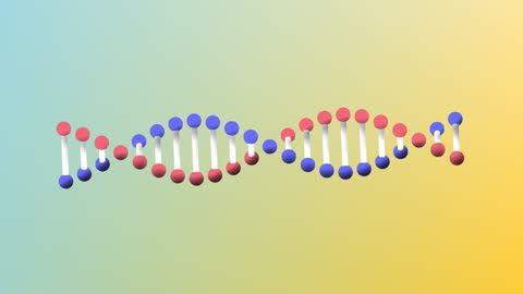 Colorful Rotating DNA Strand on Gradient Background