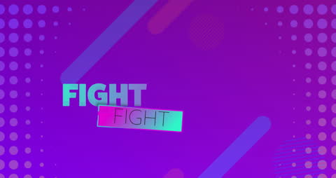 Fight Text Animation Over Purple Geometric Background
