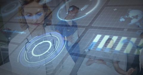 Doctor Analyzing Holographic Data in Futuristic Hospital Ward