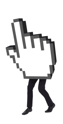 transparent pixelated hand cursor with walking legs - Download Free Stock Videos Pikwizard.com