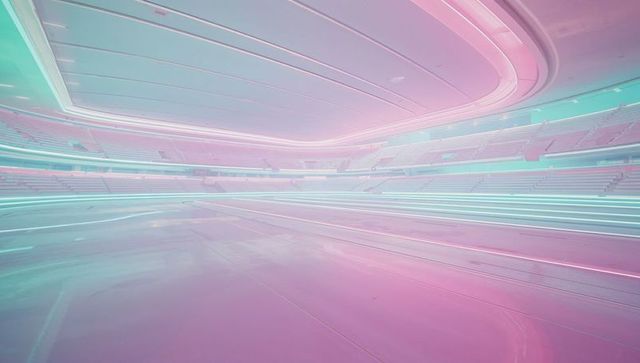 Futuristic Neon Lit Interior of Modern Arena