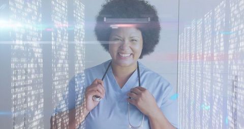 Healthcare professional integrating technology with compassionate care