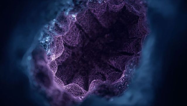 Futuristic Tunnel composed of Purple Molecular Strands