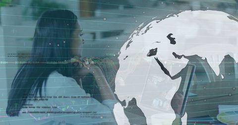Businesswoman Analyzing Data with Digital World Map Overlays - Download Free Stock Images Pikwizard.com