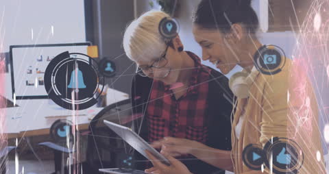 Collaboration with Futuristic Interface in Modern Office