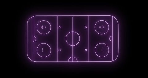 Glowing Neon Ice Hockey Rink on Black Background
