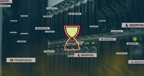 Digital Data Processing Concept with Server Room and Icons - Download Free Stock Images Pikwizard.com
