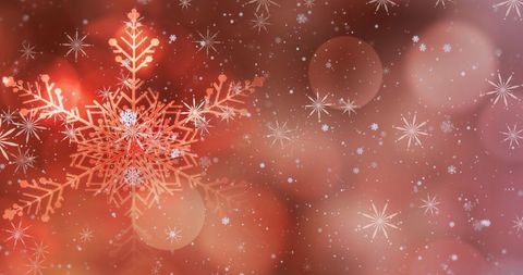Christmas Snowflakes and Fairy Lights on Festive Red Background - Download Free Stock Images Pikwizard.com
