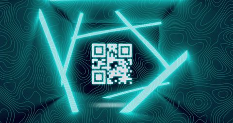 Futuristic QR Code with Neon Lights and Isohypses - Download Free Stock Images Pikwizard.com