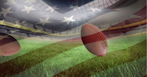 American Football in Stadium with Overlaying Flag - Download Free Stock Images Pikwizard.com
