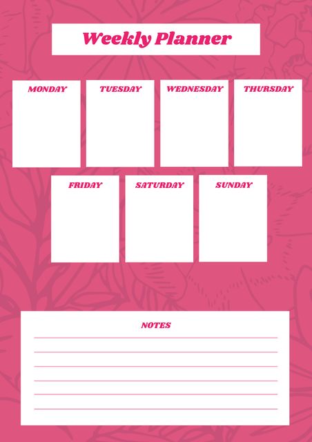 Vibrant Pink Weekly Planner with Floral Background - Download Free Stock Templates Pikwizard.com