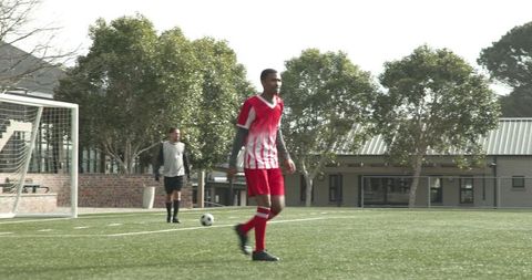 Youth Soccer Players Focused on Goalkeeper Training