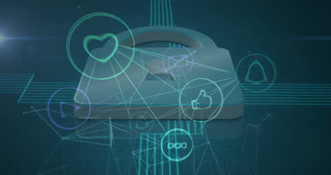 Digital Padlock with Network Connections Symbols