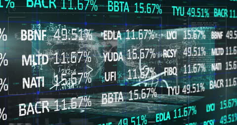 Futuristic Digital Display with Data and Graphs Animation
