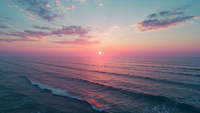 Serene Ocean Sunset with Vibrant Pastel Skies and Reflections