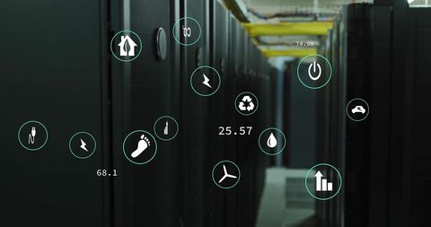 Eco Friendly Digital Data Servers With Sustainable Icons - Download Free Stock Images Pikwizard.com