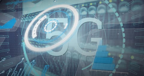 Futuristic 5G Technology Background with Data Overlay