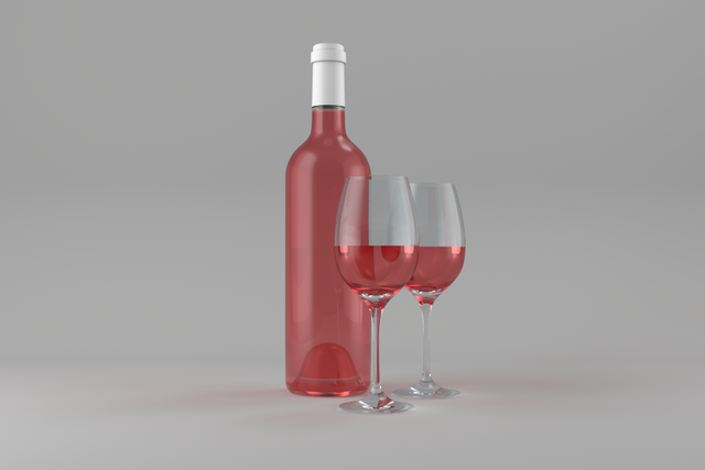 Transparent Red Wine Bottle with Glasses on Minimalist Gray Background - Download Free Stock Videos Pikwizard.com