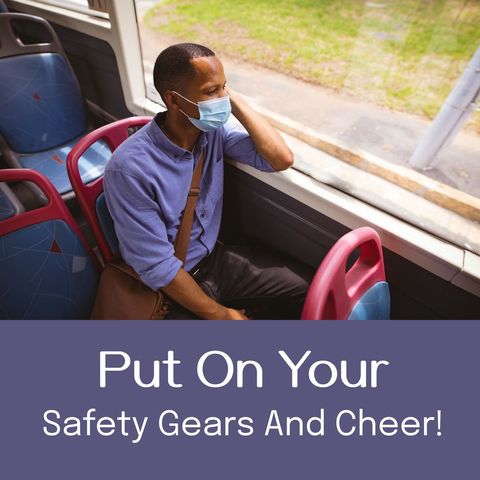 man enjoying calm bus journey amid safety precautions - Download Free Stock Templates Pikwizard.com