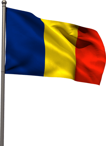 Transparent Chad Flag Waving on Metal Flagpole