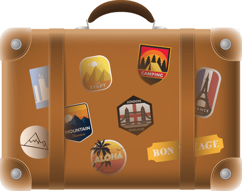 transparent brown suitcase with travel stickers illustrating adventure - Download Free Stock Videos Pikwizard.com